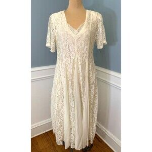 Vintage Lace Dress Womens M Victorian Prairie Cottagecore Romantic All That Jazz